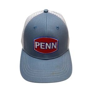 Penn Fishing Reels Logo Blue White Mesh Back Trucker Hat Snapback Cap
